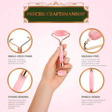Load image into Gallery viewer, Korean Fairy Skincare™ Rose Quartz Crystal Facial Roller & Gua sha Combo