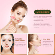 Load image into Gallery viewer, Korean Fairy Skincare™ Rose Quartz Crystal Facial Roller & Gua sha Combo