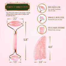 Load image into Gallery viewer, Korean Fairy Skincare™ Rose Quartz Crystal Facial Roller & Gua sha Combo