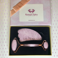 Load image into Gallery viewer, Korean Fairy Skincare™ Rose Quartz Crystal Facial Roller & Gua sha Combo